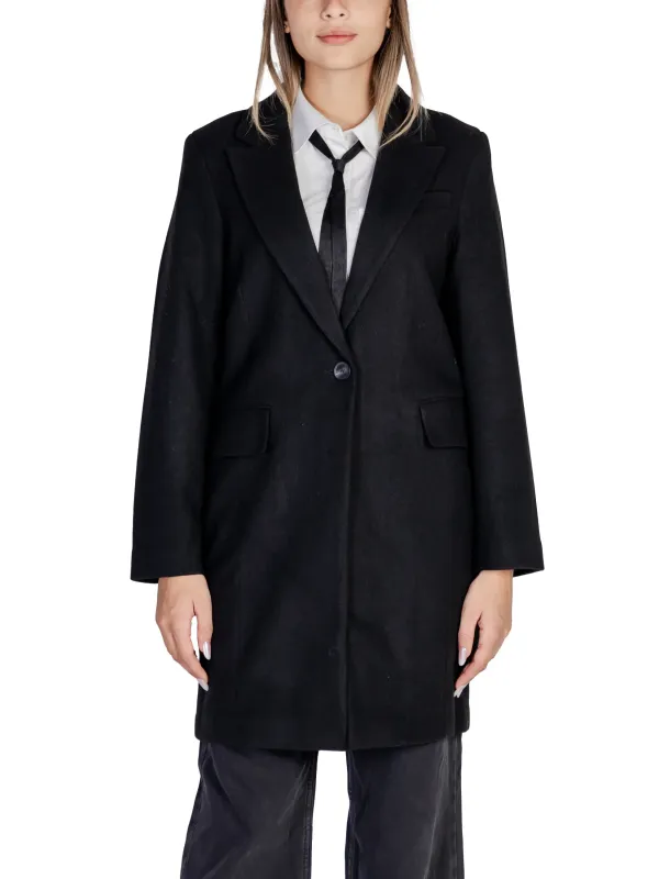 Oversized schwarzer Mantel mit Bindung Oversized schwarzer Mantel mit Bindung