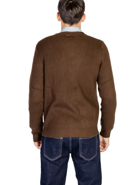 Dunkelbrauner V-Ausschnitt Strickpullover