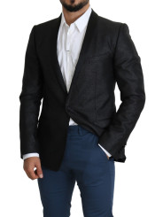 Blazers Elegant Black Jacquard Slim Fit Blazer 2.520,00 € 7333413004598 | Planet-Deluxe