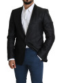Blazers Elegant Black Jacquard Slim Fit Blazer 2.520,00 € 7333413004598 | Planet-Deluxe