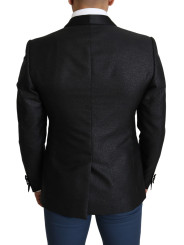 Blazers Elegant Black Jacquard Slim Fit Blazer 2.520,00 € 7333413004598 | Planet-Deluxe