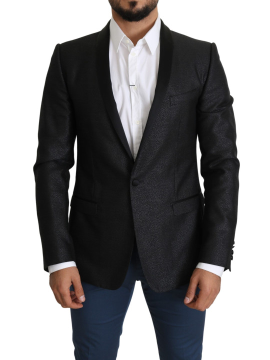 Blazers Elegant Black Jacquard Slim Fit Blazer 2.520,00 € 7333413004598 | Planet-Deluxe