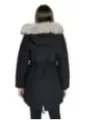 Warme schwarze Parka mit Kunstpelz.