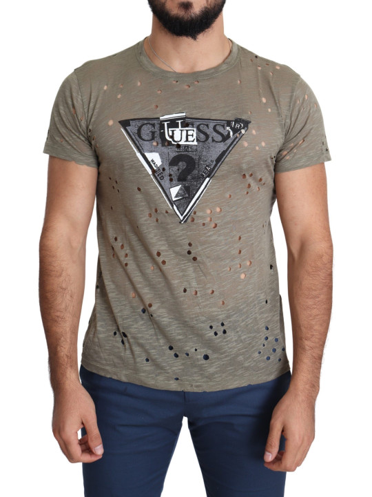 ADD ON günstig Kaufen-Chic Brown Cotton Stretch T-Shirt. Chic Brown Cotton Stretch T-Shirt <![CDATA[Indulge in the casual elegance of this Guess Brown Cotton Stretch T-shirt, perfect for adding a touch of sophistication to your everyday wardrobe. Crafted with a blend of 95% co