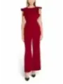 Burgunderfarbener ärmelloser Jumpsuit mit weitem Bein