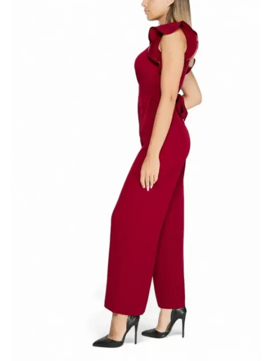 Roter Damen-Jumpsuit mit Rüschen