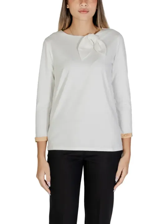 Weiße Bluse mit Schleifen Detail