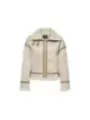 Cremefarbene Kunstleder- und Teddyjacke Only