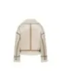 Tan-Leder-Sherpa-Kragenjacke