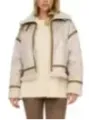 Cremefarbene Kunstfell Bikerjacke Only 477525