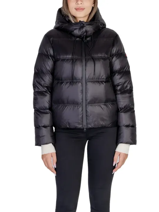 Schwarze Daunenjacke mit Kapuze