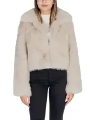 Beige Kunstfelljacke lässiger Stil