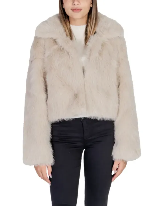 Beige Kunstfelljacke lässiger Stil