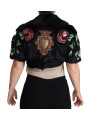 Jackets & Coats Elegant Black Rabbit Fur Crystal Jacket 9.230,00 € 8051124464119 | Planet-Deluxe