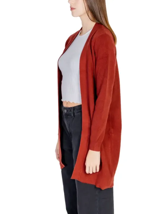 Terracotta Strickjacke mit Taschen
