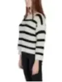 Gestreiftes Damen Strickpullover schwarz weiß