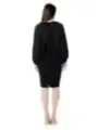 Schwarzes, tailliertes Kleid mit V-Ausschnitt