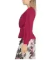Roter Rüschenbluse mit Gürtel und Peplum