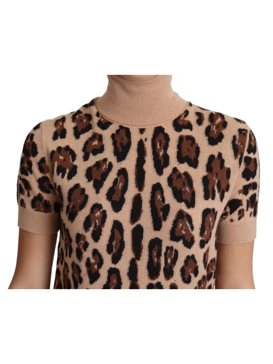 Tops & T-Shirts Elegant Leopard Print Wool Turtleneck Top 2.220,00 € 8058301882506 | Planet-Deluxe