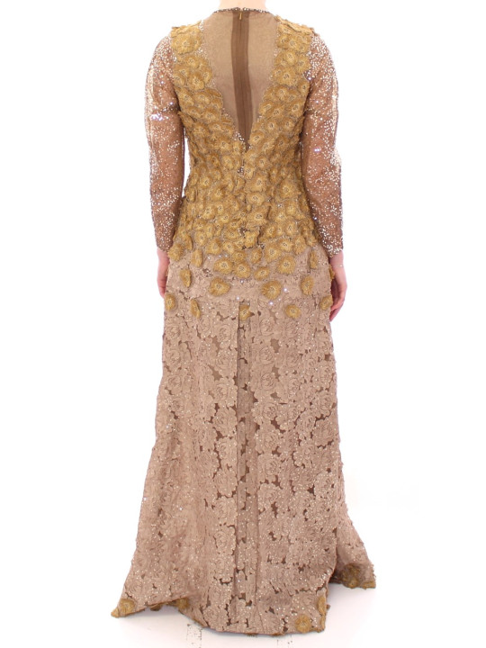 Dresses Exquisite Gold Lace Maxi Dress with Crystals 5.480,00 € 8058091151465 | Planet-Deluxe