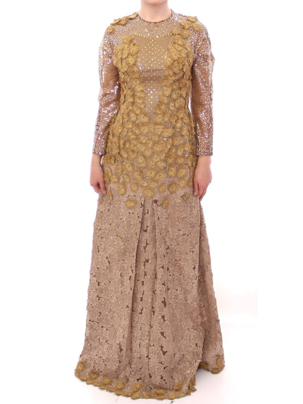 Dresses Exquisite Gold Lace Maxi Dress with Crystals 5.480,00 € 8058091151465 | Planet-Deluxe