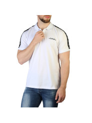 Weißes Polohemd mit schwarzen Streifen