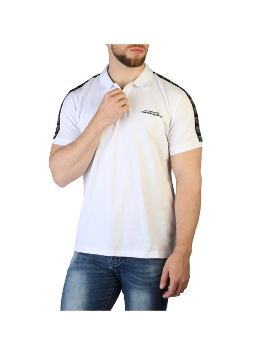 Weißes Polohemd mit schwarzen Streifen