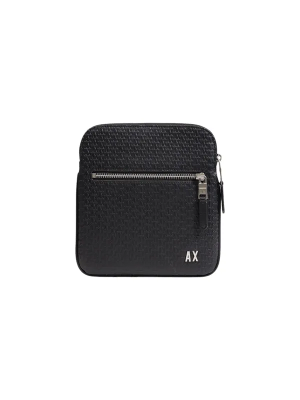 Schwarze Armani Exchange Lederhandtasche quadratisch