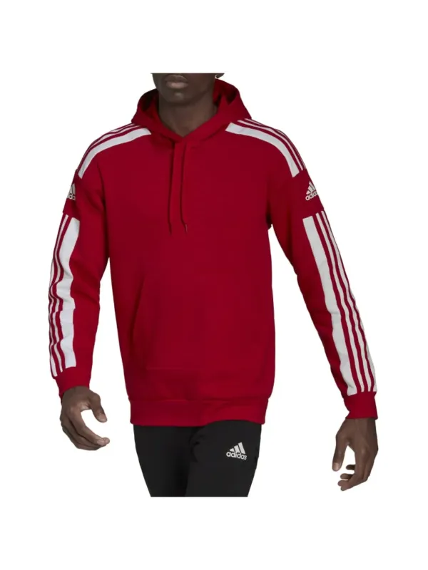 Roter Adidas Kapuzenpullover mit Streifen Roter Adidas Kapuzenpullover mit Streifen