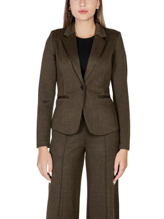 Dunkelbrauner Damen Tweedanzug Ichi 477090
