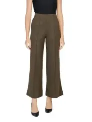 Dunkle, ausgestellte Damenstoffhose mit hoher Taille