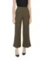 Dunkle, ausgestellte Damenstoffhose mit hoher Taille