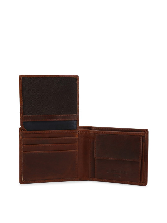 Braunes Lederbifold mit Baumprägung