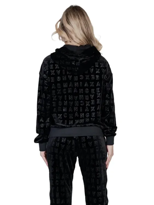 Armani Exchange schwarzes Velour Trainingsanzug