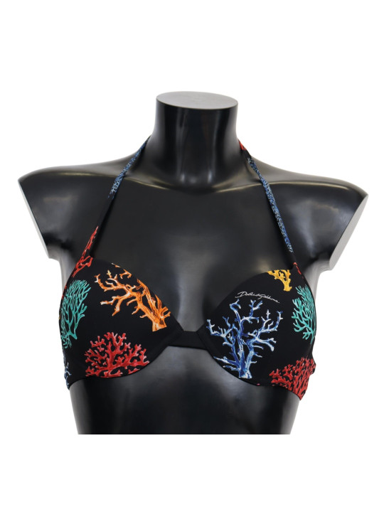per chi günstig Kaufen-Chic Black Coral Print Bikini Top. Chic Black Coral Print Bikini Top <![CDATA[Step into the summer in style with this stunning Dolce & Gabbana bikini top, featuring an eye-catching coral print. Perfect for making a splash at the beach or lounging by the p
