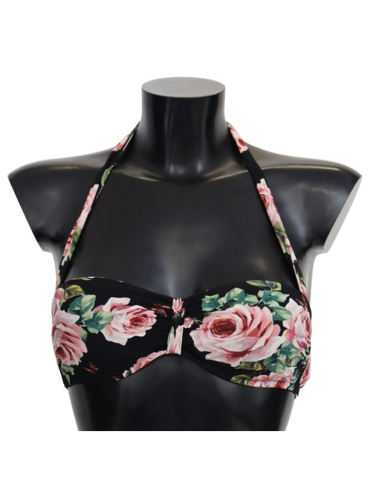 ID Tags günstig Kaufen-Elegant Black Floral Bikini Top. Elegant Black Floral Bikini Top <![CDATA[Indulge in the epitome of beachside luxury with this stunning Dolce & Gabbana bikini top. Fresh from the runway, with tags still attached, this exquisite piece boasts a captivating 