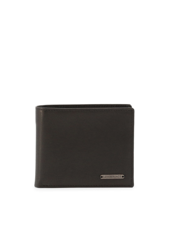 Schwarzes Lederbrieftasche mit Lumberjack-Logo