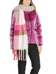 Magenta Metallic Jacke mit Schal