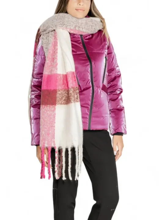 Magenta Metallic Jacke mit Schal