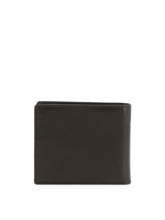 Schwarzes Lederbifold mit drei Fächern