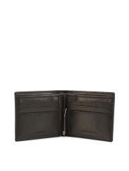 Schwarzes Lederbrieftasche offen mit Kartenfächern
