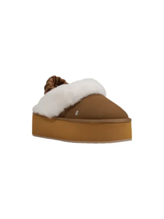 Tan Emu Australia Halbschuh mit Pelz.