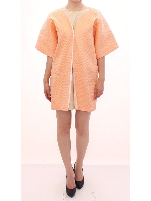 Jackets & Coats Chic Pink Silk-Blend Short Sleeve Coat 820,00 € 8050246186992 | Planet-Deluxe