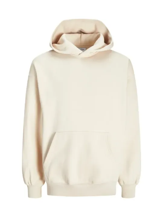 Cremefarbener Kapuzenpullover aus Baumwolle
