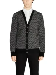 Schwarze weiße Zickzack-Strickjacke