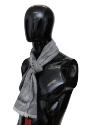 Scarves Chic Unisex Gray Wool Scarf with Logo Embroidery 310,00 € 8058301883473 | Planet-Deluxe