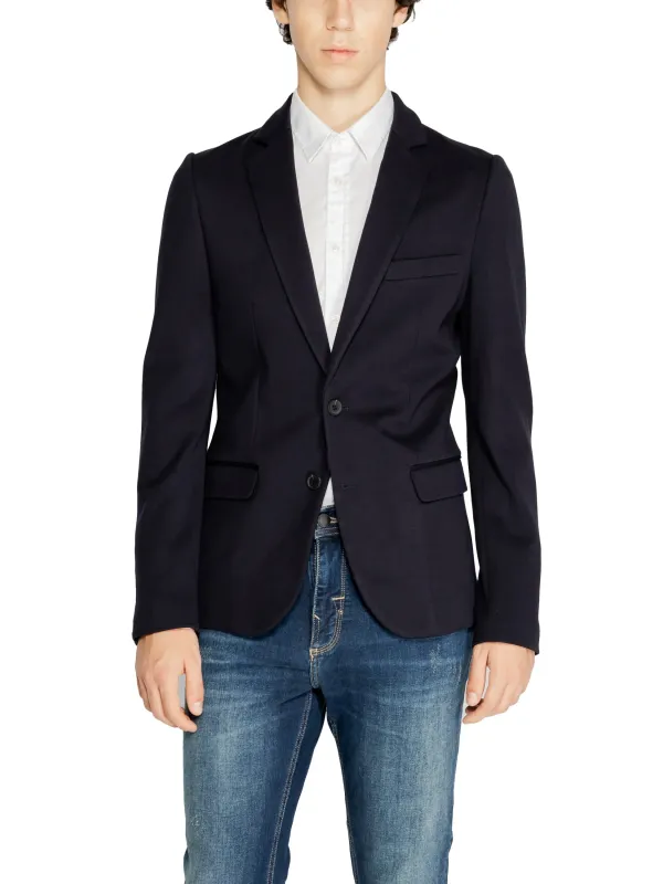 Dunkler Wollblazer mit Zwei-Knopfverschluss Dunkler Wollblazer mit Zwei-Knopfverschluss