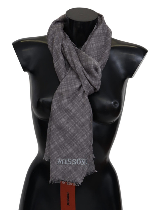 Scarves Elegant Wool Silk Blend Plaid Scarf 310,00 € 8058301883527 | Planet-Deluxe