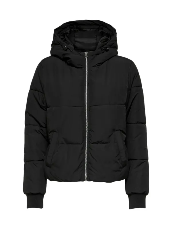 Schwarze gesteppte Winterjacke mit Kapuze Schwarze gesteppte Winterjacke mit Kapuze