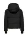 Schwarze, kurze, gepolsterte Daunenjacke mit Kapuze